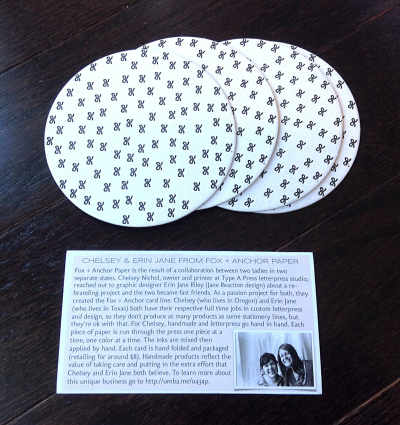 Fox and Anchor Paper - Black Bows Coaster Set