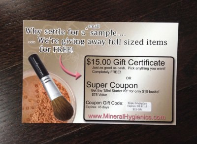 Mineral Hygienics $15 Gift Certificate Mineral Hygienics $15 Gift Certificate