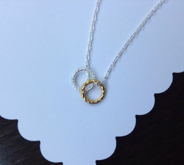 Silver Necklace w/ Gold & Silver Rings