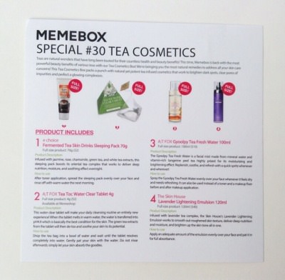 Memebox Special #30 Tea Cosmetics Review + NEW October Promo Codes!