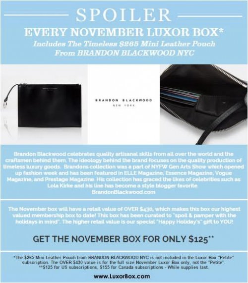 Luxor Box November 2015 Box Spoiler!