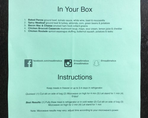 Meal Time Box Review + Promo Code – March 2016