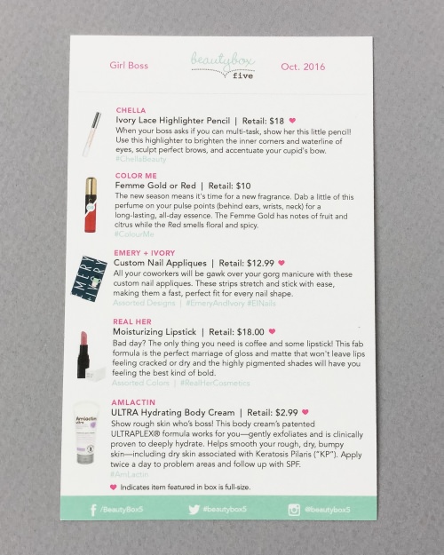 Beauty Box 5 Review – October 2016