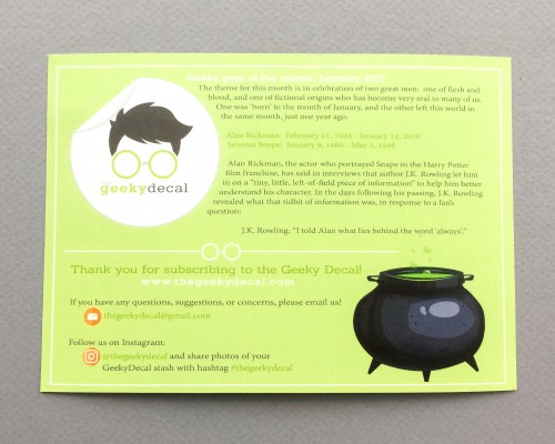 The Geeky Decal Review – January 2017